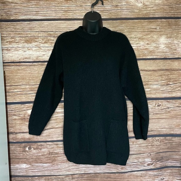 Wool Sweater M Express Tricot Vintage Black Lambswool Angora Soft Warm - Picture 1 of 12